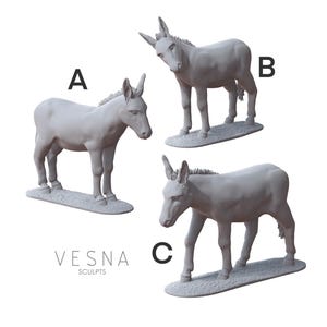 Donkey Pack of 3, Vesna Sculpts, 28mm & 32mm Scale TTRPG Miniatures