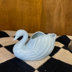 Small Blue Ceramic Swan