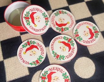 Vintage Santa Merry Christmas Coasters