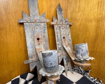 Pair of Rustic, Old World Architectural Salvage Wall Sconces