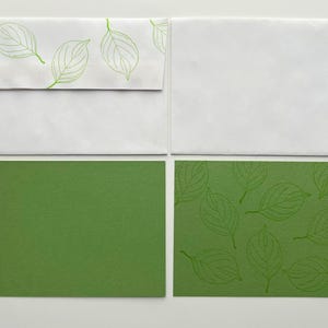 Leaf note cards A2 stationery hand stamped foliage writing envelopes set