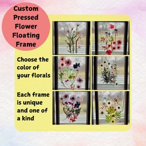 Pressed Flower Floating Frame – Real Dried Flower Glass Frame – Botanical Wall Art – Handmade Floral Home Decor – Boho Gift Idea