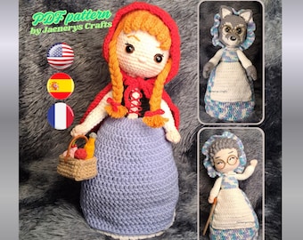 3-way Reversible Red Riding Hood, Grandma, Big Bad Wolf Crochet Pattern | Topsy Turvy