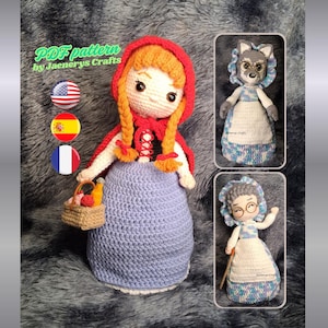 Drievoudig omkeerbaar roodkapje, oma, grote boze wolf, haakpatroon | Topsy Turvy