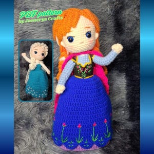 Reversible Anna and Elsa Amigurumi Pattern, Topsy-Turvy Crochet Doll Pattern, Disney Frozen Handmade Toy
