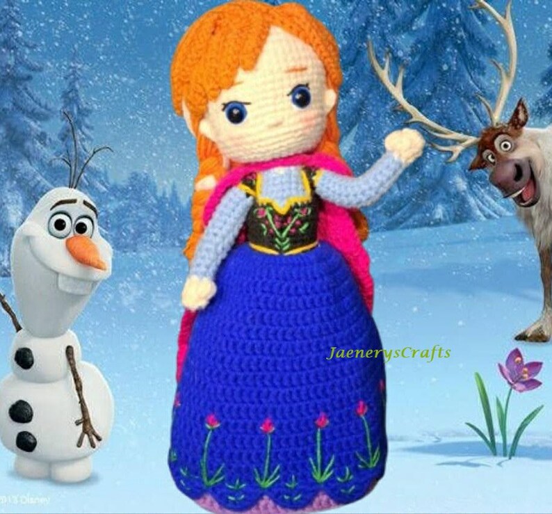 Reversible Anna and Elsa Amigurumi Pattern, Topsy-Turvy Crochet Doll Pattern, Disney Frozen Handmade Toy image 7