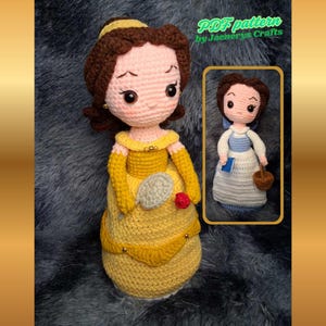 Reversible Belle Doll, Topsy-Turvy Crochet Pattern, Disney Princess Handmade Toy, Ideal for Gift, Amigurumi