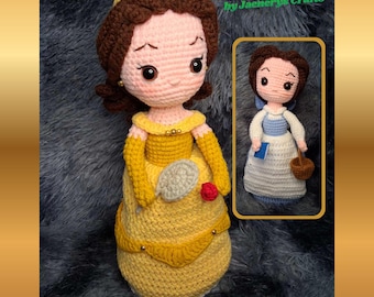 Reversible Belle Doll, Topsy-Turvy Crochet Pattern, Disney Princess Handmade Toy, Ideal for Gift, Amigurumi