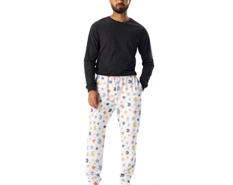 Universe Moon Stars Print Men's Joggers Pants with Pockets, Outer Space Celestial AOP Slim Fit Joggers, Streetwear Sweatpants, Gift for Him