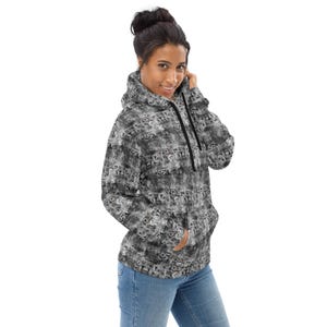 Street Graffiti Printed Pullover Hoodie, Trendy Urban Fashion Hoodie with Pockets, Casual Streetwear Hip Hop Hoodie, Winter Graphic Hoodie