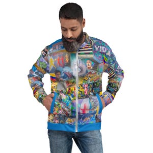 Colombia Street Art Bomber Jacket, Classic Fashion Streetwear Jacket, Urban Streetwear Art Zipper Jacket with Pockets, Graffiti Apparel