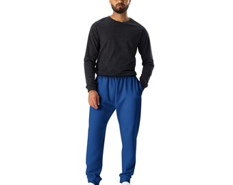 Solid Dark Royal Blue Slim Fit Mens Joggers Pants, Casual Loungewear Sweatpants, Gym Workout Fitness Athletic Joggers with Pockets, XS-3X