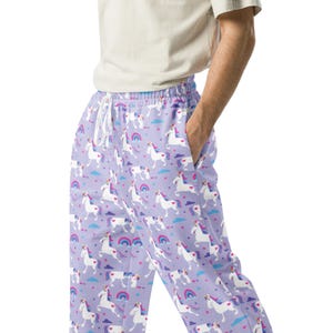 Fantasy Unicorn Fairytale Printed Joggers Pants, Streetwear Loungewear Wide-Leg Trousers, Yoga Pants, Trendy Sweatpants, Plus Size, Unisex