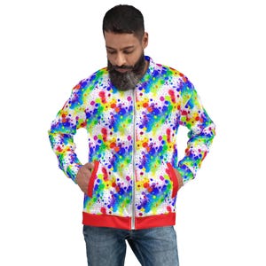 Spray Paint Graffiti Bomber Jacket, Classic Fashion Streetwear Jacket, Urban Streetwear Art Zipper Jacket with Pockets, Graffiti Apparel