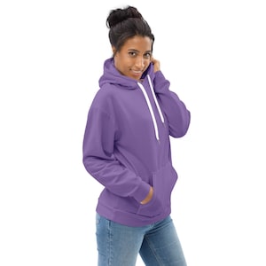 Solid Purple Pullover Hoodie, Aesthetic Streetwear Hoodies, Cozy Winter Loungewear Hoodie, Trendy Oversized Hoodie with Pockets, Unisex
