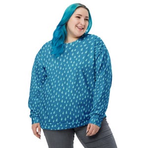 Raindrops Printed Sweatshirt, Weather All Over Print Aesthetic Pullover Sweatshirt, Trendy Unique College Top Shirt, Top Selling, Unisex