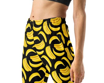 Bananas Fruit Printed Women's Joggers, Foodie All Over Print Streetwear Loungewear Slim Fit Sweatpants, Gym Workout Joggers, Gift for Her