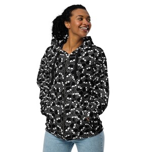 Halloween Skulls Printed Zipper Hoodie, Gothic Creepy Horror Zip-Up Hoodie, Trendy Festival Hoodies, Halloween Gifts, Unisex, Plus Size