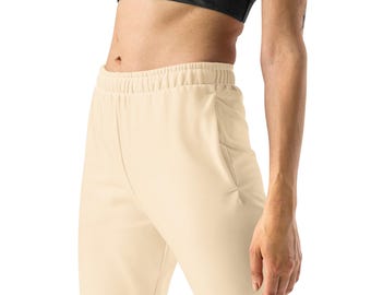 Solid Pastel Peach Jogger Sweatpants Women, Casual Streetwear Lounge Pants, Workout Fitness Exercise Pants, Trendy Fashion Pants