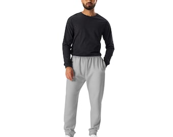 Solid Silver Stone Gray Slim Fit Mens Joggers Pants, Casual Loungewear Sweatpants, Gym Workout Fitness Athletic Joggers with Pockets, XS-3X