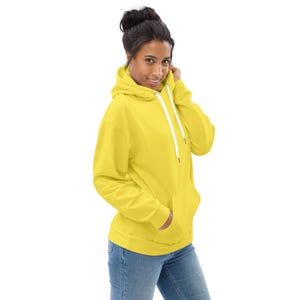 Solid Yellow Pullover Hoodie, Aesthetic Streetwear Hoodies, Cozy Winter Loungewear Hoodie, Trendy Oversized Hoodie with Pockets, Unisex