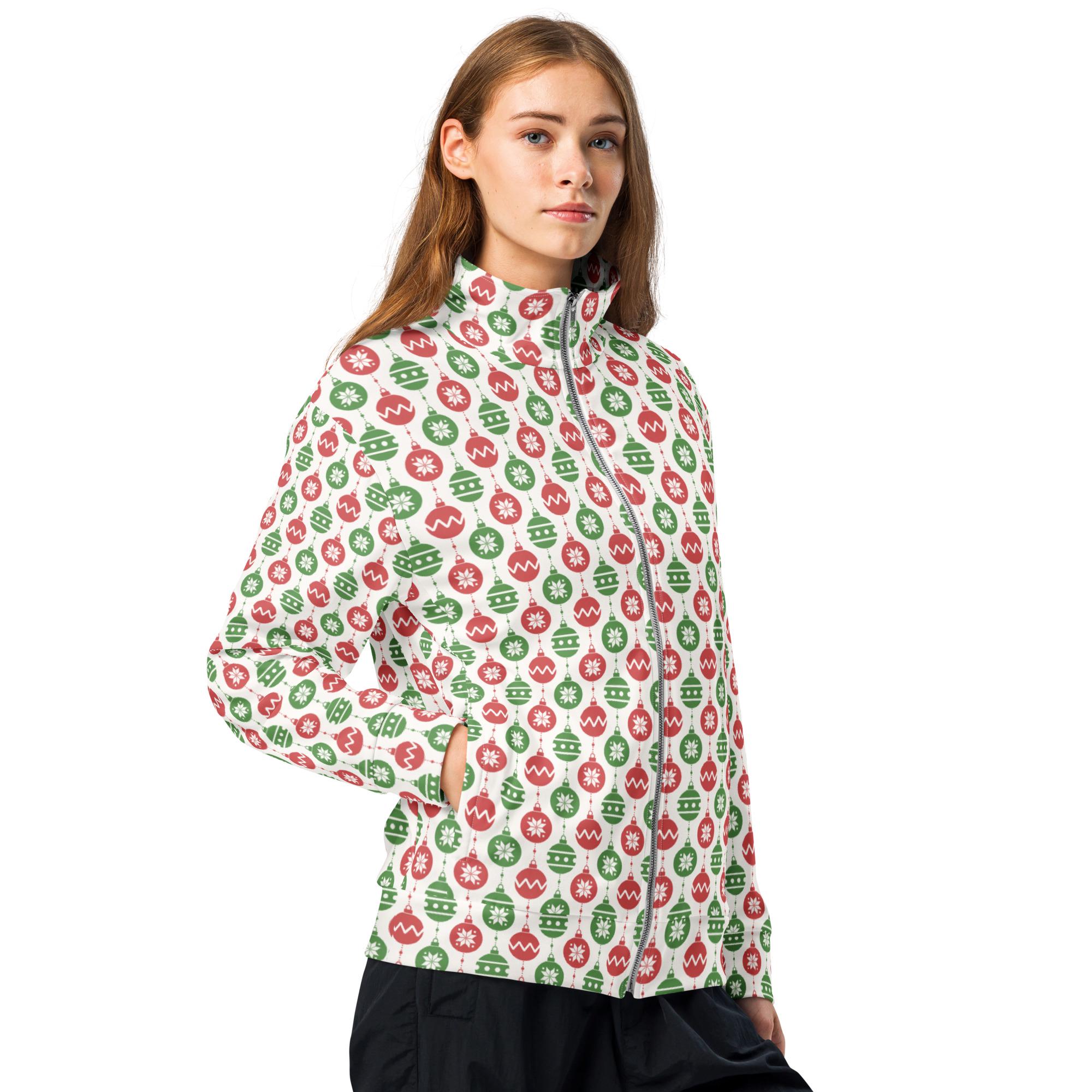 【COMFY】Xmas Limited Track Jacket Christmas Zipper Track Jacket, Xmas Ornaments Printed Holiday