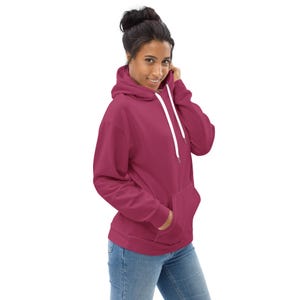 Solid Berry Pullover Hoodie, Aesthetic Streetwear Hoodies, Cozy Winter Loungewear Hoodie, Trendy Oversized Hoodie with Pockets, Unisex