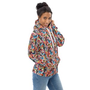 Street Graffiti Printed Pullover Hoodie, Trendy Urban Fashion Hoodie with Pockets, Casual Streetwear Hip Hop Hoodie, Winter Graphic Hoodie