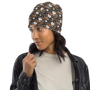 Dinosaur Bones Beanie Hat, Comfortable Winter Beanie Hat, Designer Soft Cozy Beanie, Colorful Science Beanie, Trendy Fashion Unisex Beanie