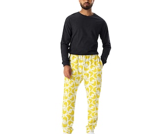 Bananas Fruit Printed Men's Joggers Pants, Foodie All Over Print Loungewear Slim Fit Sweatpants, Gym Workout Joggers, Banana Lover Gift