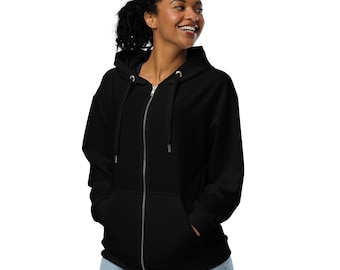 Solid Black Zipper Hoodie, Aesthetic Streetwear Hoodie, Comfy Cozy Winter Loungewear Hoodie, Trendy Zip-Up Hoodie with Pockets, Plus Size