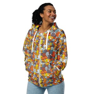 Kitty Cats Printed Zipper Hoodie, Cat Mom Dad Hoodie, All over Print Cats Zip-Up Hoodie with Pockets, Cat Themed Gifts, Cat Lovers Gift
