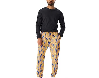 Parrots Bird Printed Slim Fit Men's Joggers, All Over Print Gym Workout Joggers Pants with Pockets, Parrot Lovers, Loungewear Sweatpants