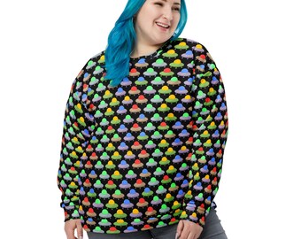 UFO Aliens Sweatshirt, All Over Print Sci-fi Aliens Sweatshirt for Men Women, Aliens Lover Sweatshirt Gift, Soft Cozy Aliens Pullover