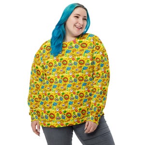 Comic Books Printed Sweatshirt, All Over Print Comics Crewneck Sweatshirt, Trendy Streetwear Cozy Top Shirt, Comics Lovers Gift, Unisex