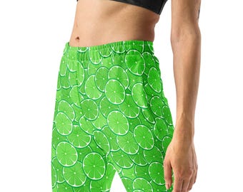 Citrus Limes Fruit Printed Women's Joggers, All Over Print Streetwear Loungewear Slim Fit Sweatpants, Gym Workout Joggers, Gift for Her