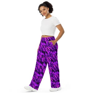 Purple Burning Flames PJ Pants, Fire Patterned Lounge Pants, Fire Theme, Flame Dance, All Over Print, Fashion Hippie Rave Party Pants Pajama