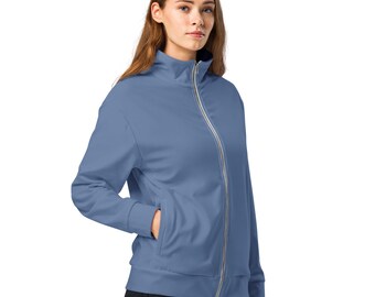 Solid Kashmir Blue Track Jacket, Casual Outerwear Jacket with Pockets, Fashion Lightweight Jacket, Luxury Elegant Running Jacket, Plus Size