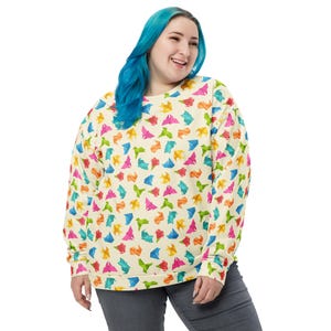 Japanese Origami Printed Sweatshirt, All Over Print Aesthetic Pullover Sweatshirt, Trendy Unique College Top Shirt, Top Selling, Unisex