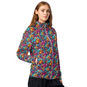 Street Graffiti Track Jacket, Classic Fashion Loungewear Jacket with Pockets, Urban Streetwear Zip-Up Jacket, Graffiti Apparel, Plus Size