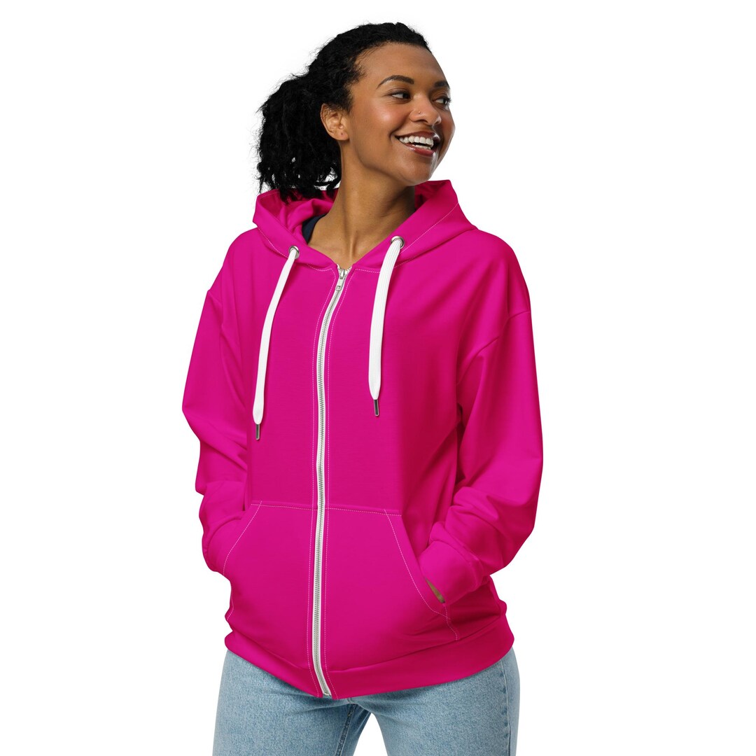solid-hot-pink-zipper-hoodie-aesthetic-streetwear-hoodie-cozy-winter