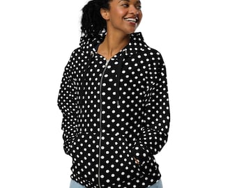 Red Polka Dot Plush Hoodie: Sublimation Print Scuba Fabric Jacket