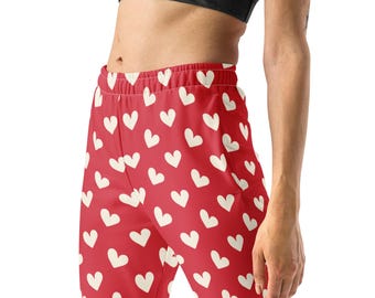 Polka Dot Hearts Printed Joggers Sweatpants, Love Valentine Day Sweatpants, Valentine Gift for Her, Valentine’s Clothing, Lounge Pants Women