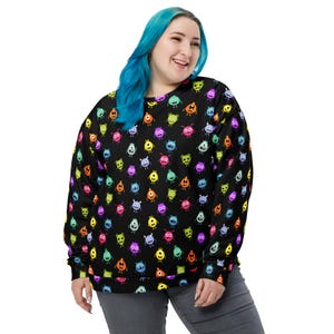 UFO Aliens Sweatshirt, All Over Print Sci-fi Aliens Sweatshirt for Men Women, Aliens Lover Sweatshirt Gift, Soft Cozy Aliens Pullover