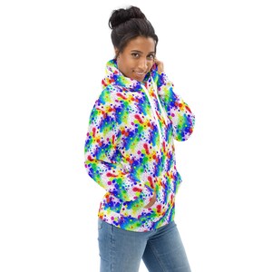 Spray Paint Street Graffiti Printed Pullover Hoodie, Trendy Urban Fashion Hoodie with Pockets, Casual Hip Hop Hoodie, Winter Graphic Hoodie