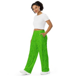 Watermelon Fruit Print Wide Leg Pants, All Over Print Streetwear Loungewear PJs Pants, Soft Comfy Pajama, Watermelon Gifts, Lounge Pants