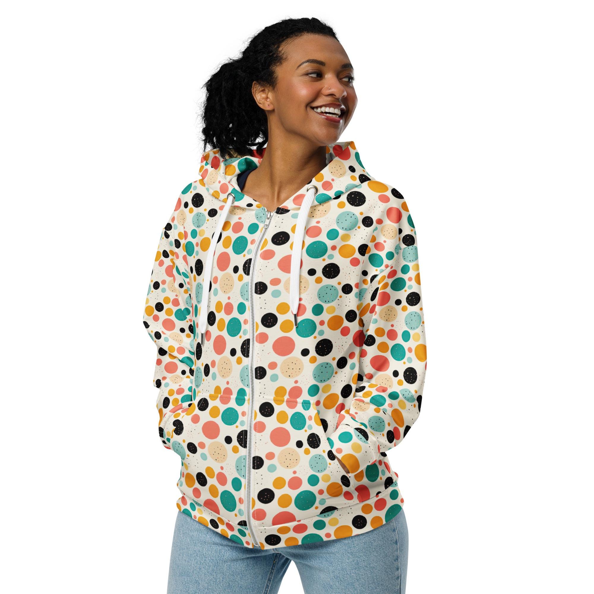 Polka Dot Zip Hoodie - Etsy