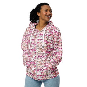 Kitty Cats Printed Zipper Hoodie, Cat Mom Dad Hoodie, All over Print Cats Zip-Up Hoodie with Pockets, Cat Themed Gifts, Cat Lovers Gift