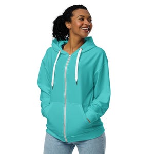 Turquoise Zipper Hoodie Etsy UK