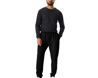 Solid Plain Black Slim Fit Mens Joggers Pants, Casual Loungewear Sweatpants, Gym Workout Fitness Athletic Joggers with Pockets, XS-3X, Gifts